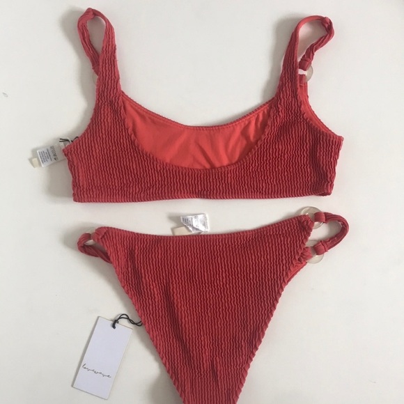 Revolve Lovewave Coral Smocked Bikini Large - Picture 4 of 8